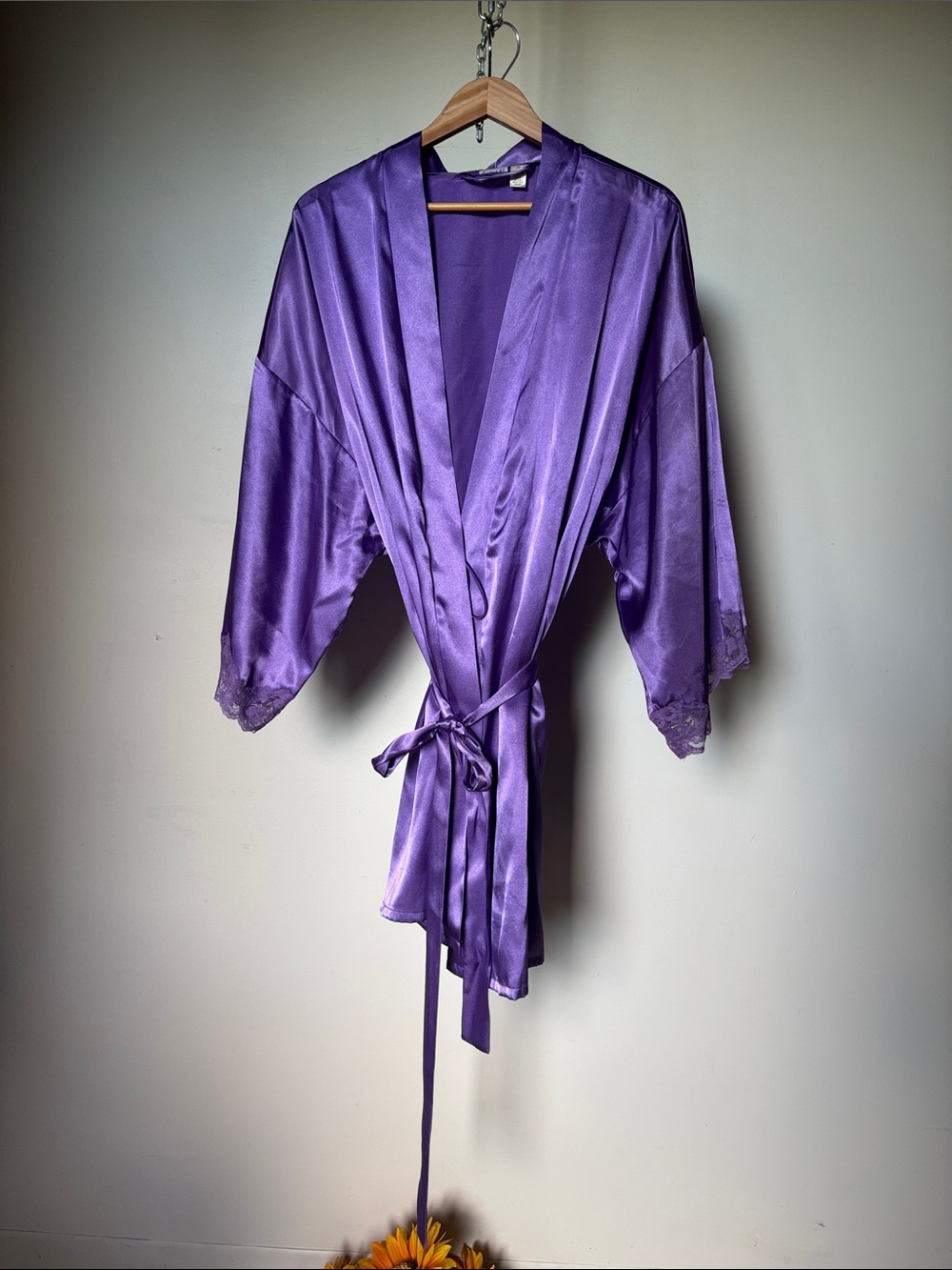 Vintage Frederick's of Hollywood Purple Satin Kimono Robe